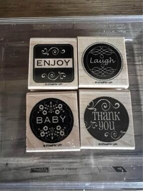 STAMPIN’ UP! Lovely Labels Set Of 4 Wooden Sentiment Stamp Set